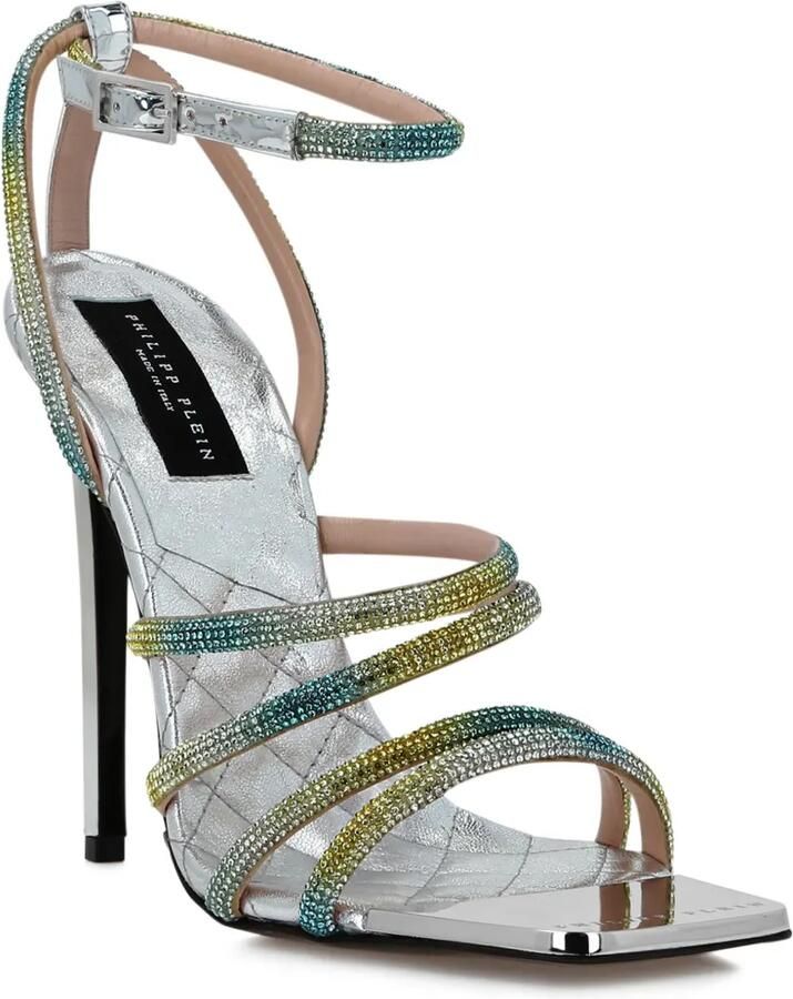 Philipp Plein Mirror Crystal sandalen verfraaid met studs Zilver - Foto 2