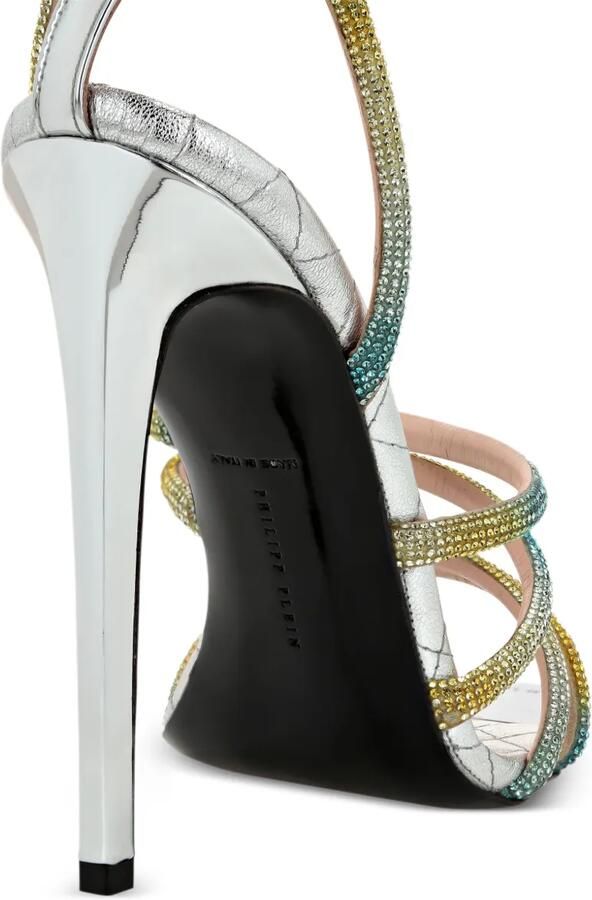 Philipp Plein Mirror Crystal sandalen verfraaid met studs Zilver - Foto 4