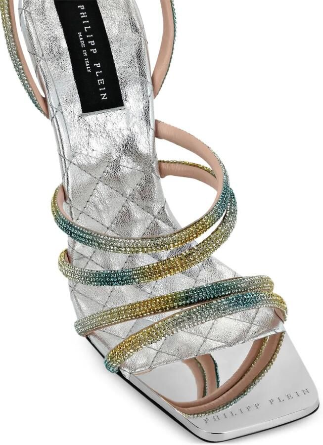 Philipp Plein Mirror Crystal sandalen verfraaid met studs Zilver - Foto 3
