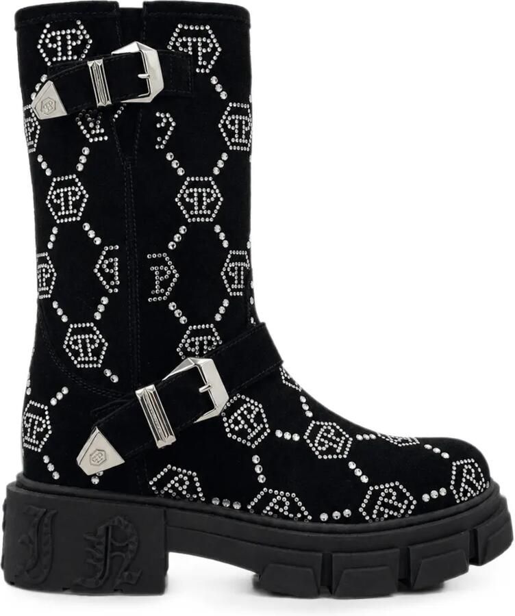 Philipp Plein Monogram laarzen verfraaid met stras Zwart