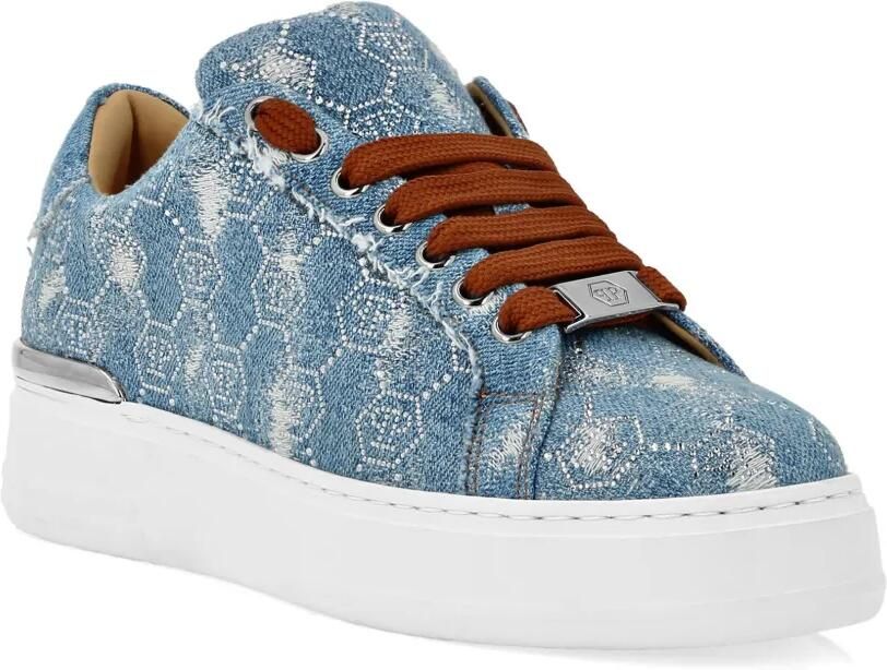 Philipp Plein Monogram Strass sneakers Blauw - Foto 4