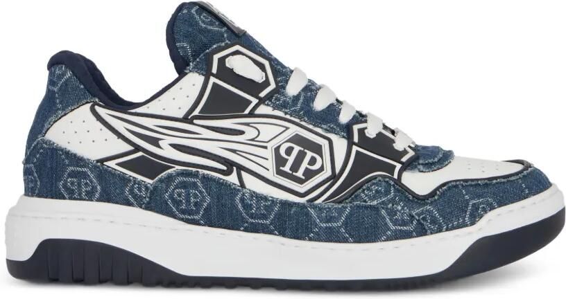 Philipp Plein Moonwalker sneakers met veters Blauw