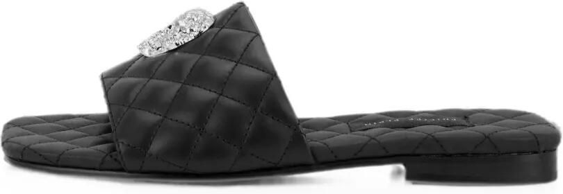 Philipp Plein Nappa platte matelassé sandalen met kristallen Zwart - Foto 5