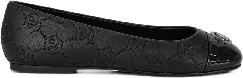 Philipp Plein Nappaleren ballerina's met monogram stras Zwart