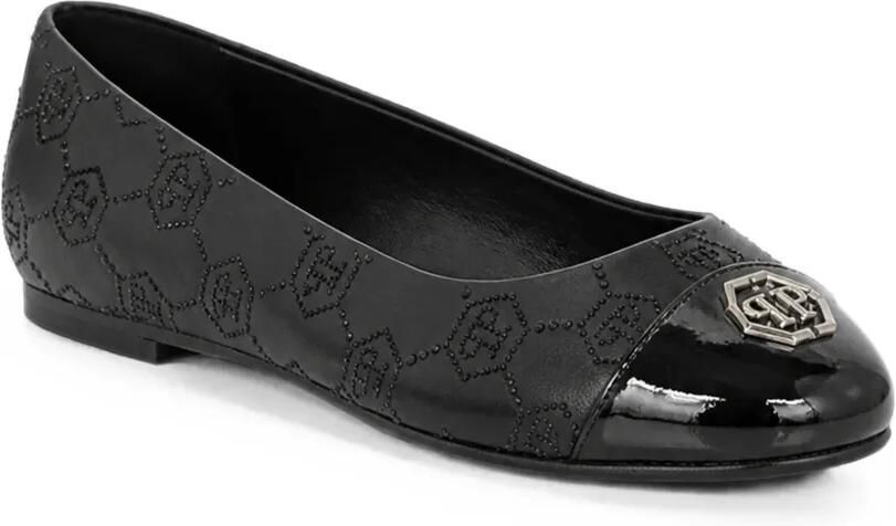 Philipp Plein Nappaleren ballerina's met monogram stras Zwart - Foto 3