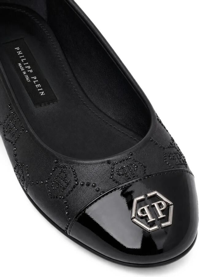 Philipp Plein Nappaleren ballerina's met monogram stras Zwart - Foto 2