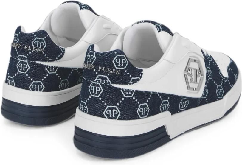 Philipp Plein P-Force denim low-top sneakers met monogram Wit - Foto 3