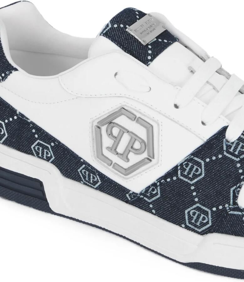 Philipp Plein P-Force denim low-top sneakers met monogram Wit - Foto 2