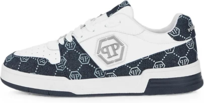 Philipp Plein P-Force denim low-top sneakers met monogram Wit - Foto 5