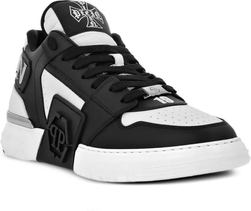 Philipp Plein Phantom Kicks leren sneakers met doodskopplakkaat Wit