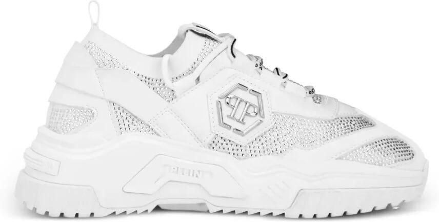 Philipp Plein Predator low-top sneakers met stras Wit