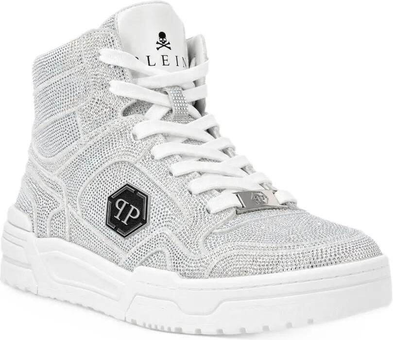 Philipp Plein Predator V2 Strass mid-top sneakers Zilver - Foto 3