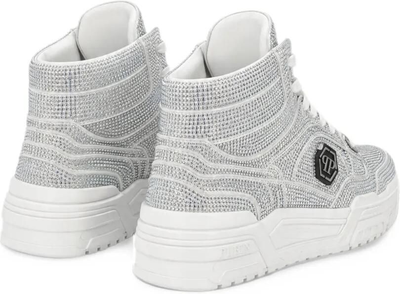 Philipp Plein Predator V2 Strass mid-top sneakers Zilver - Foto 4