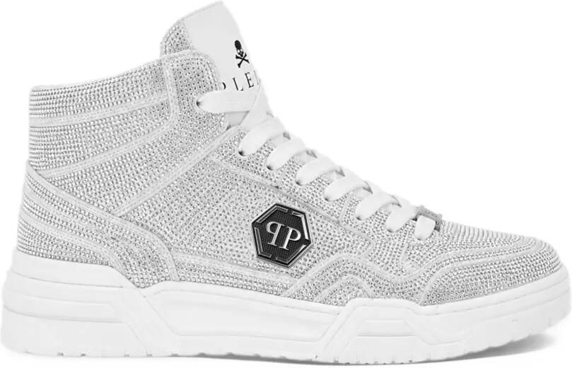 Philipp Plein Predator V2 Strass mid-top sneakers Zilver - Foto 5