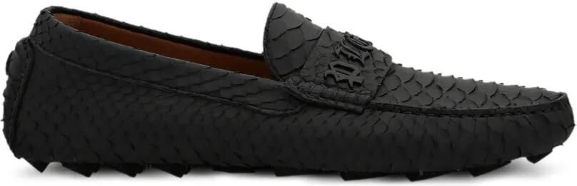 Philipp Plein Python leren mocassins Zwart