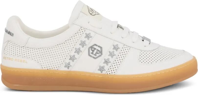 Philipp Plein Retro Rebel geperforeerde sneakers Wit
