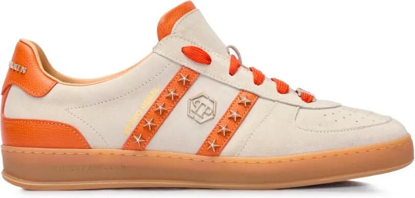 Philipp Plein Retro Rebel leren low-top sneakers met studs Beige
