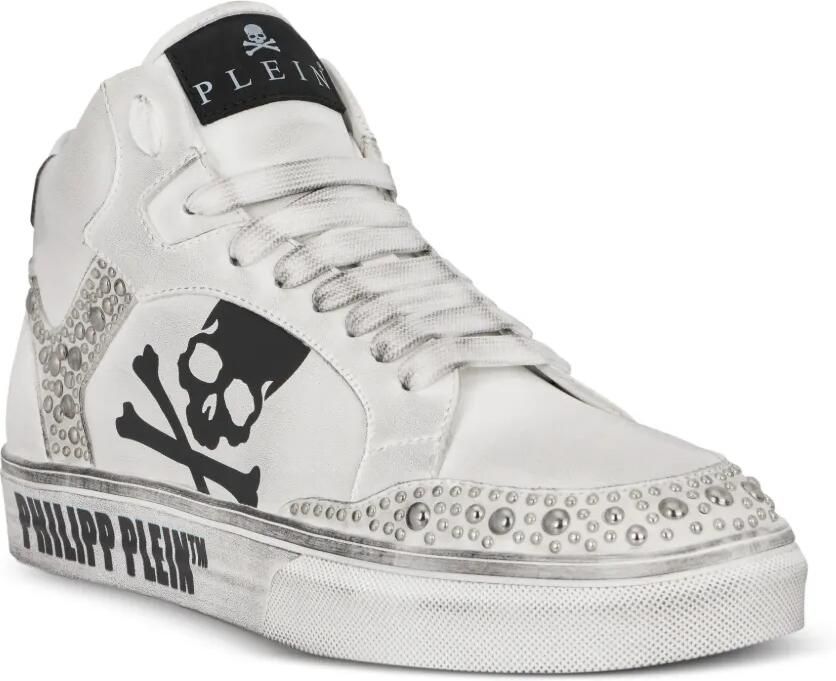 Philipp Plein Retrokickz Mix Studs high-top sneakers Wit - Foto 4