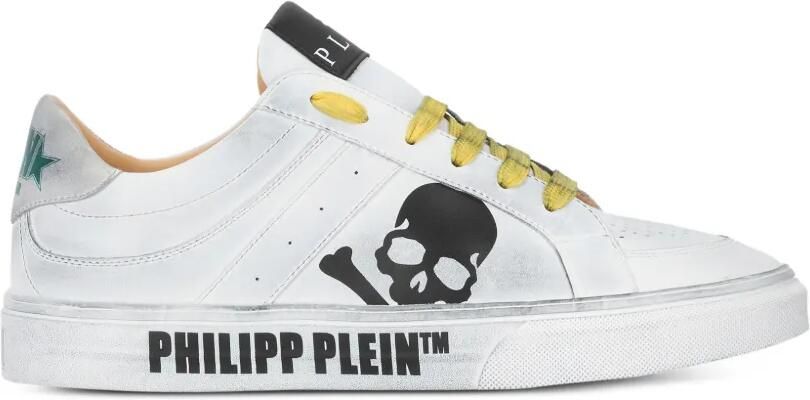 Philipp Plein Retrokickz TM leren low-top sneakers met doodskop Wit