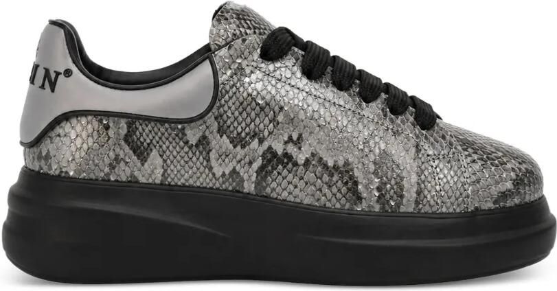Philipp Plein Roccia low-top sneakers met python-print Grijs