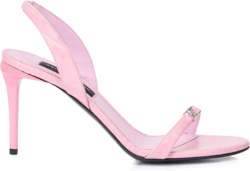 Philipp Plein Sandalen met krokodillenprint en logo Roze