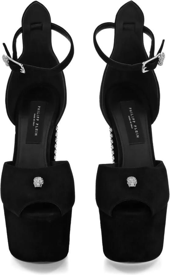 Philipp Plein Sandalen met plateauzool en doodskop Zwart