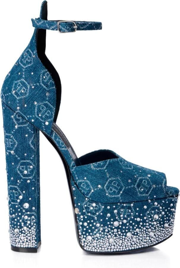 Philipp Plein Sandalen met plateauzool en stras Blauw