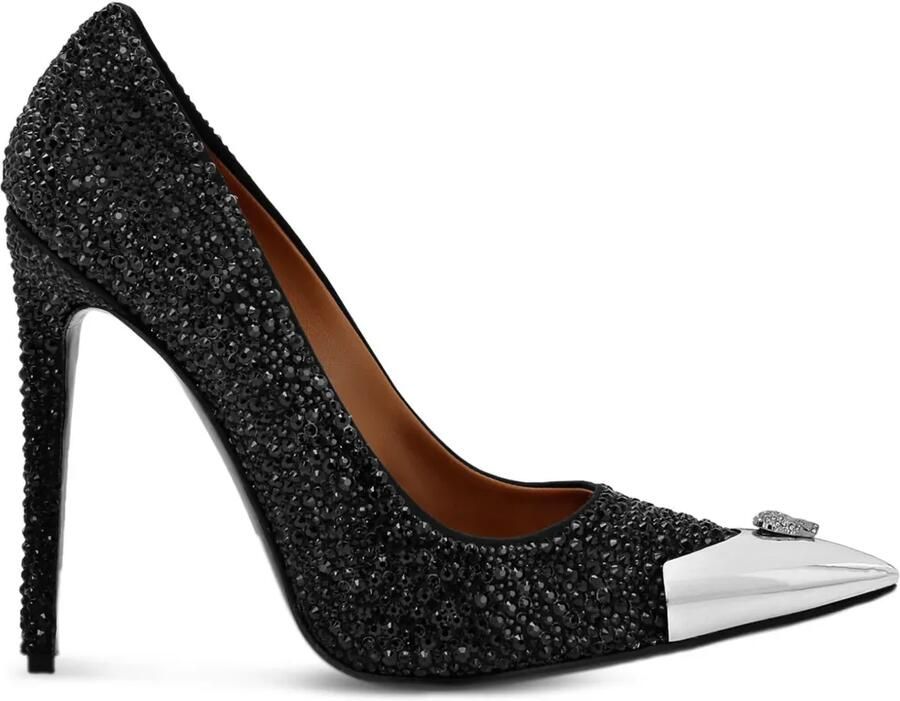 Philipp Plein Satijnen pumps met stras Zwart