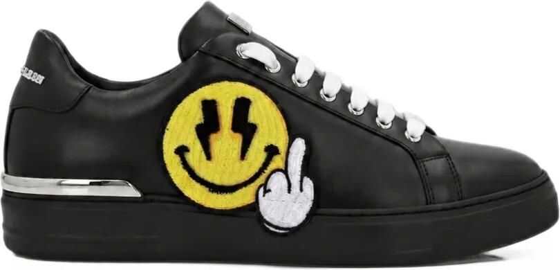 Philipp Plein Smile sneakers met patch Zwart