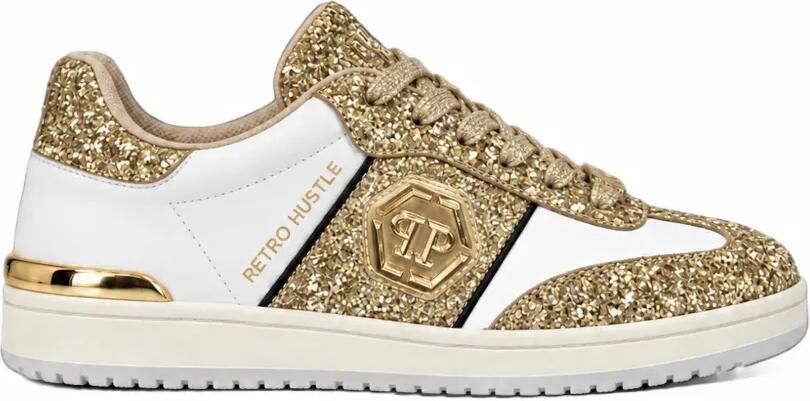 Philipp Plein sneakers retro hustle mix glitter Goud
