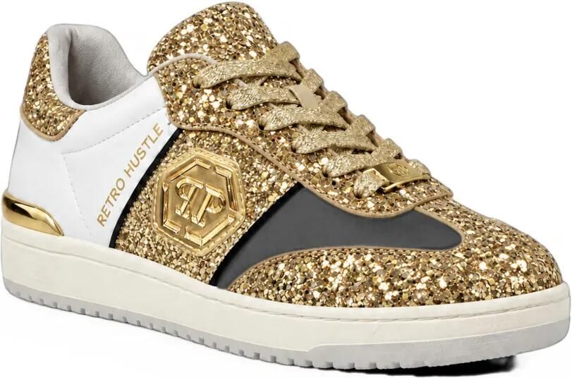 Philipp Plein sneakers retro hustle mix glitter Goud - Foto 3