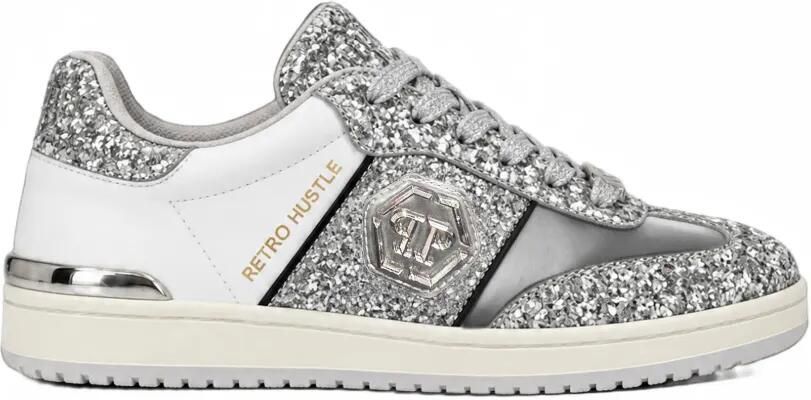 Philipp Plein sneakers Retro Hustle mix glitter Zilver