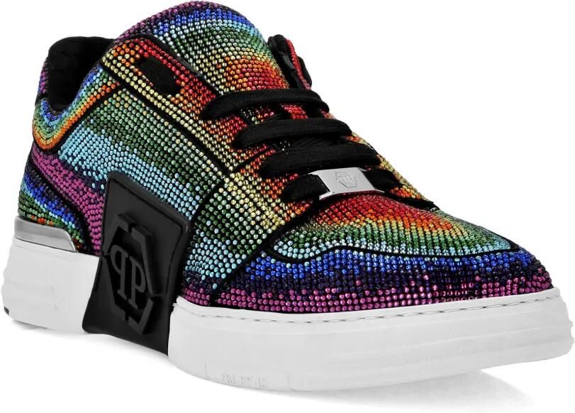 Philipp Plein Suède low-top sneakers met stras Blauw