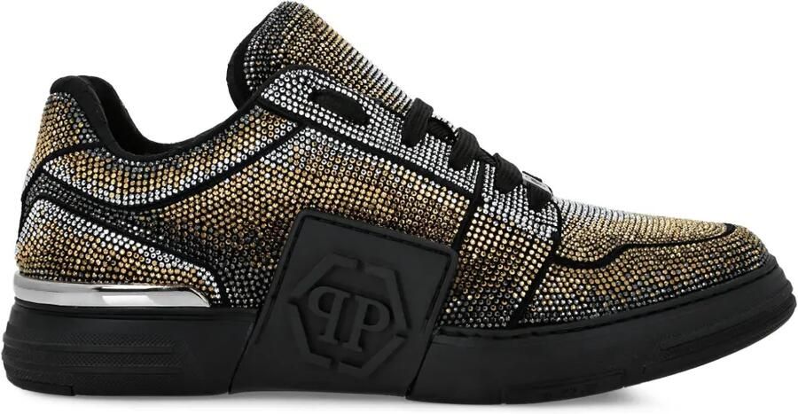Philipp Plein Suède low-top sneakers met stras Zwart