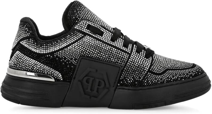 Philipp Plein Suède low-top sneakers met stras Zwart