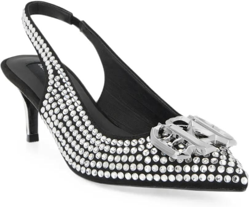 Philipp Plein Suède slingback schoenen met stras Zilver - Foto 4
