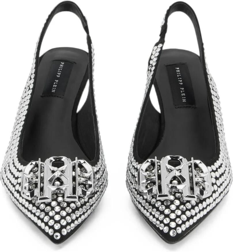 Philipp Plein Suède slingback schoenen met stras Zilver - Foto 2