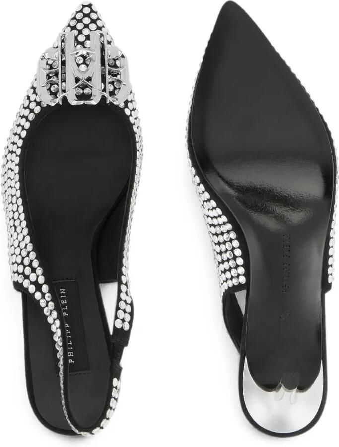 Philipp Plein Suède slingback schoenen met stras Zilver - Foto 3