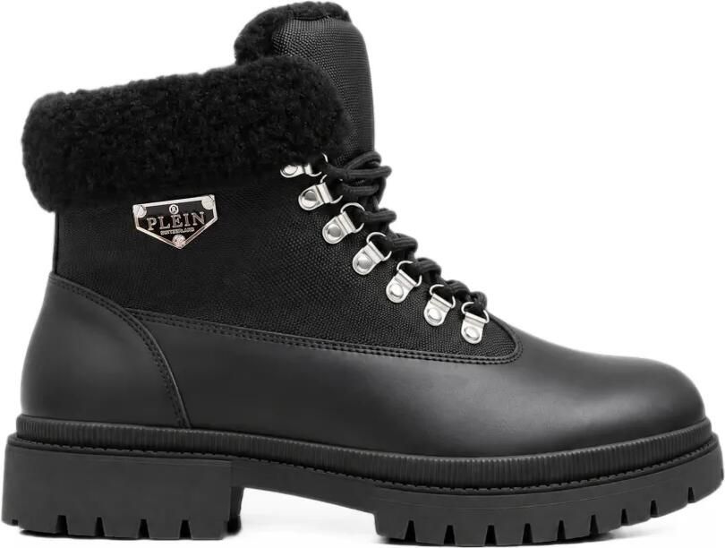 Philipp Plein Veterlaarzen met afwerking van imitatiebont Zwart