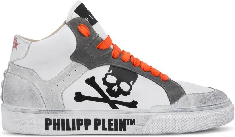 Philipp Plein x Retrokickz high-top sneakers met doodskop Wit