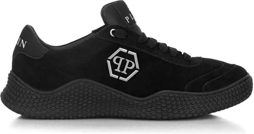 Philipp Plein Zeshoekige suède hardloopsneakers Zwart