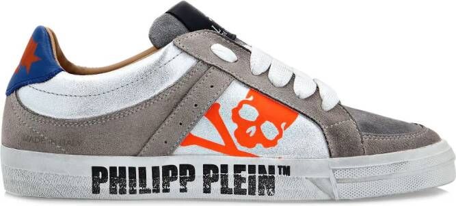 Philipp Plein Retrokickz TM leren sneakers Grijs