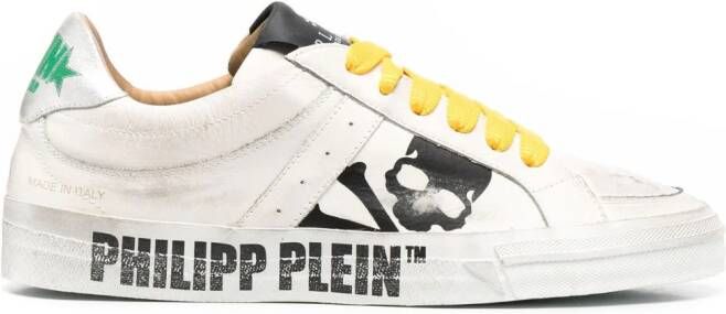 Philipp Plein Retrokickz TM leren sneakers Wit