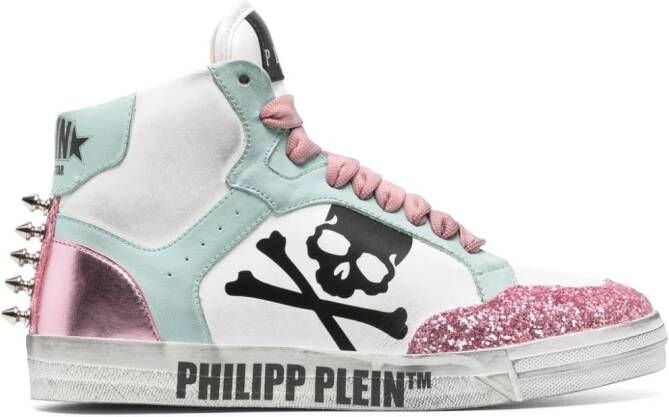 Philipp Plein Retrokickz TM leren sneakers Wit