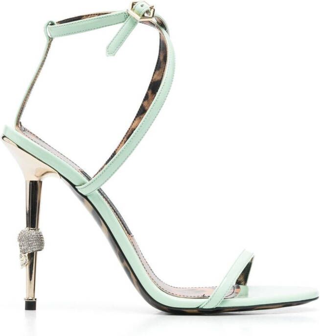 Philipp Plein Sandalen verfraaid met doodskop Groen