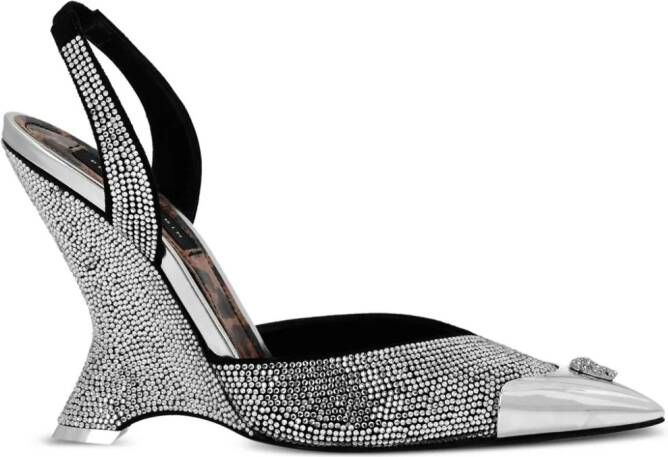 Philipp Plein Slingback pumps met stras Grijs