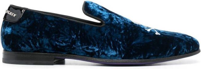 Philipp Plein Slippers met doodskop-applicatie Blauw