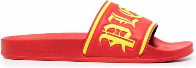 Philipp Plein Slippers met logo Rood