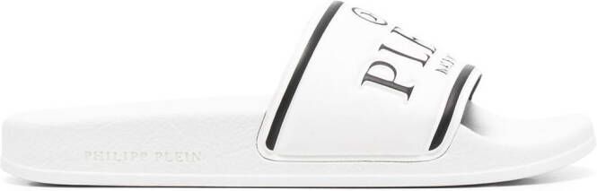 Philipp Plein Slippers met logoprint Wit