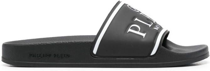 Philipp Plein Slippers met logoprint Zwart